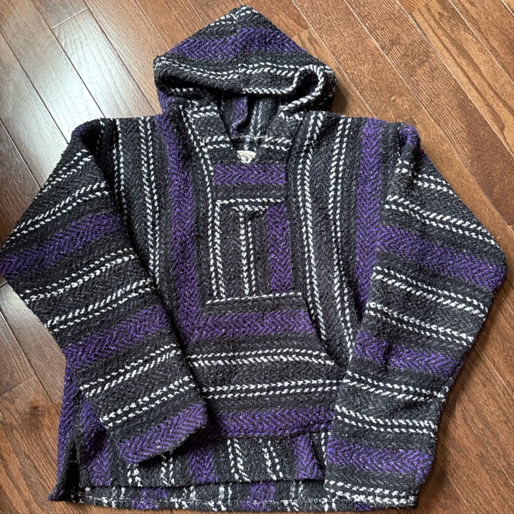 Excellent Black and Purple Baja Hoodie